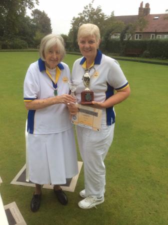 Francis Drake Bowls Club, Hilly Fields, Brockley, SE4 1QE. Carol with her first big win. The Presidents Cup 